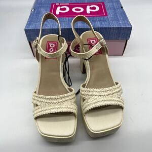 Pop Womens Applaud Heeled Sandals Natural Cream Color Size 10M
